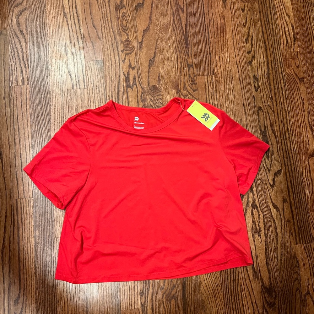 All in Motion Red Crop Relaxed T-Shirt